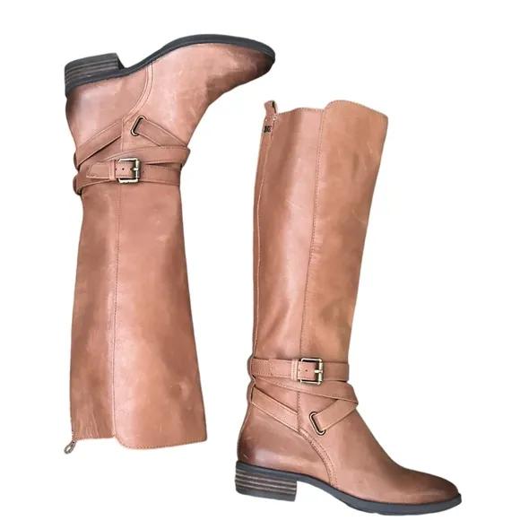Sam Edelman Pansy Boots with double strap and decorative buckle - Brown