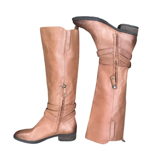 Sam Edelman Pansy Boots with double strap and decorative buckle - Brown
