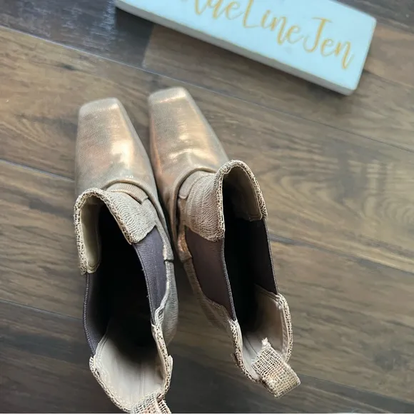 Sam Edelman Suzette Gold Ankle Boots with Buckle Detail NWOT