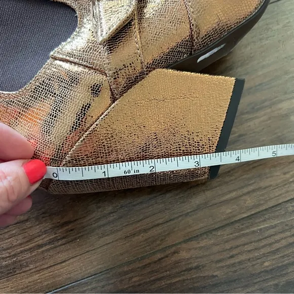 Sam Edelman Suzette Gold Ankle Boots with Buckle Detail NWOT