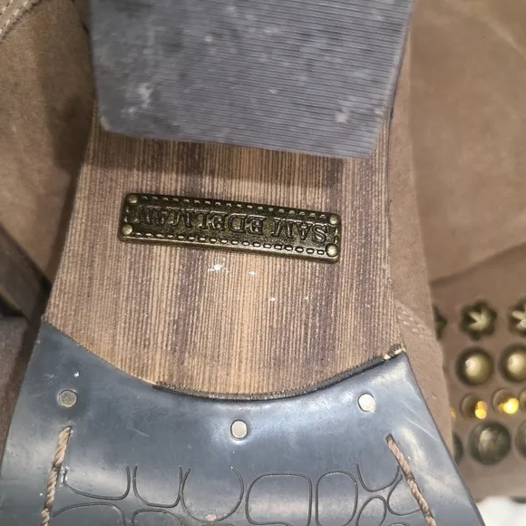 Sam Edelman Tan Heeled Boots with Studded Accents