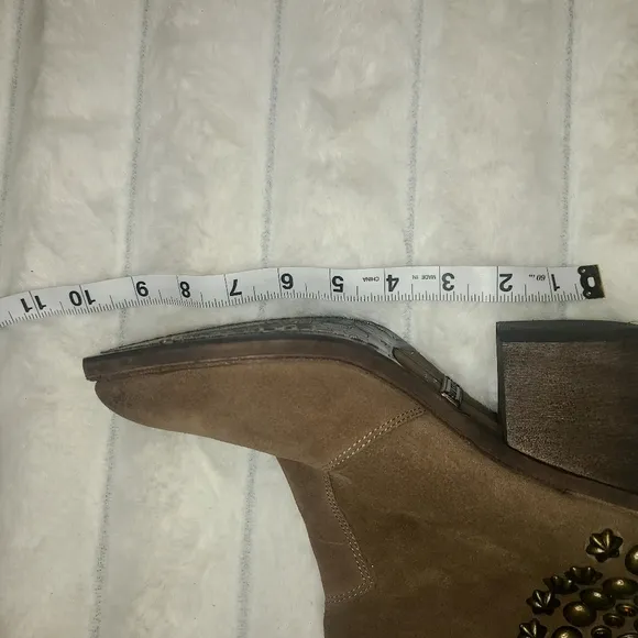 Sam Edelman Tan Heeled Boots with Studded Accents