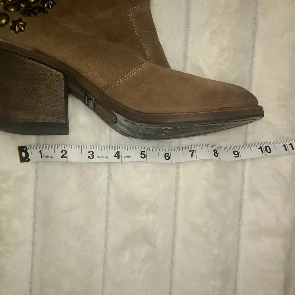 Sam Edelman Tan Heeled Boots with Studded Accents