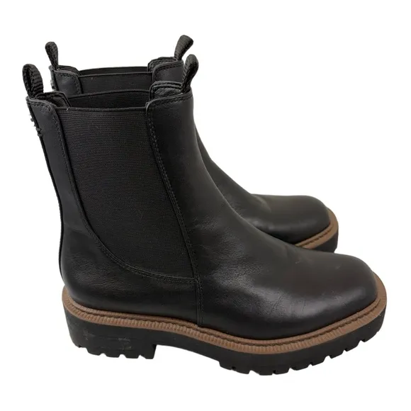 Sam Edelman Womens 8 Laguna Chelsea Boot Black Leather Waterproof Pull On