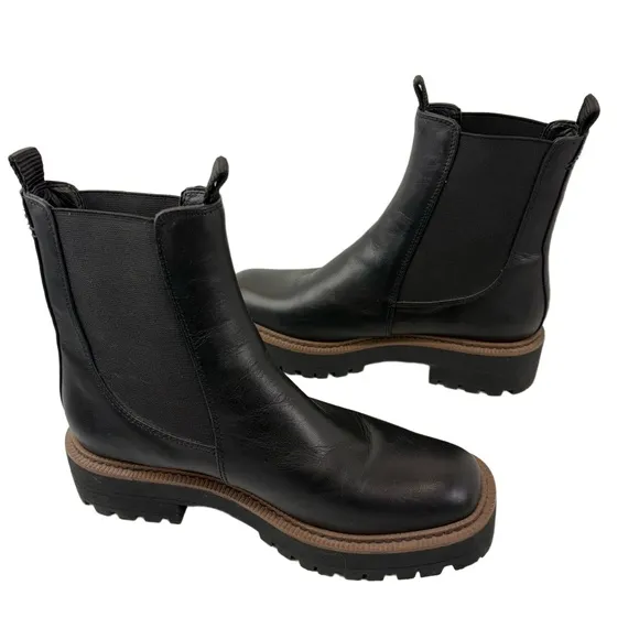Sam Edelman Womens 8 Laguna Chelsea Boot Black Leather Waterproof Pull On