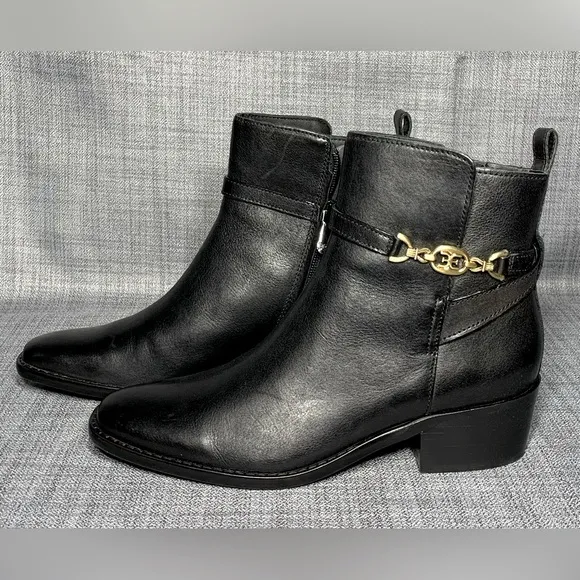 Sam Edelman Women's Brawley Buckled Ankle Boots Black Leather 6M