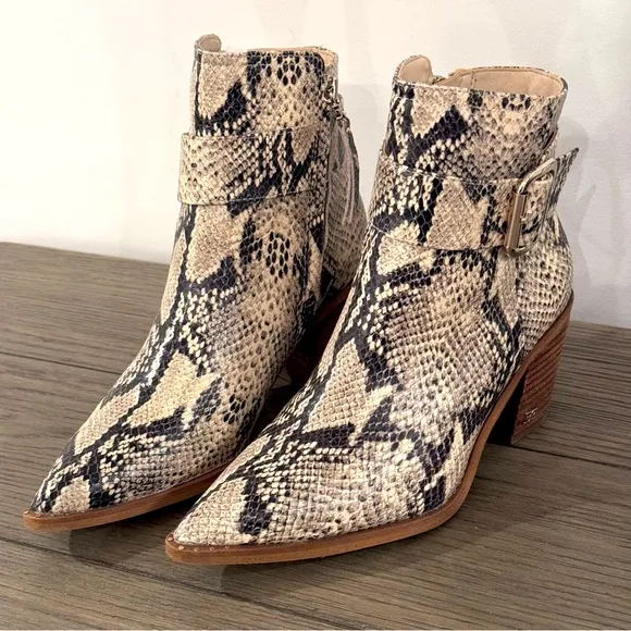 Sam Edelman Women's Leonia Snakeskin Block Heel Booties | Size 6.5