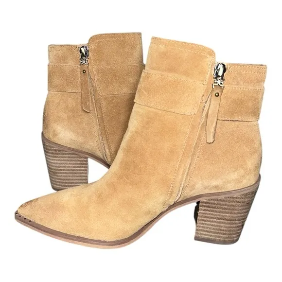 Sam Edelman women’s Leonia Tan Suede Ankle Boots size 7.5