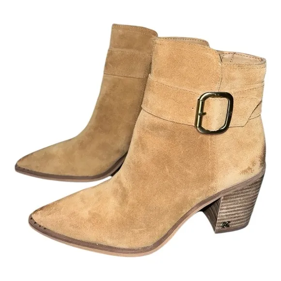 Sam Edelman women’s Leonia Tan Suede Ankle Boots size 7.5