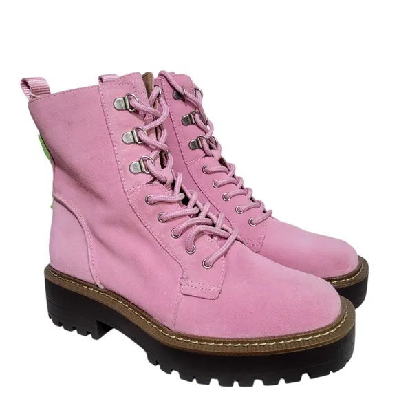 Sam Edelman Women's Pink Suede Waterproof Lue Combat Boots Size 6 NWT