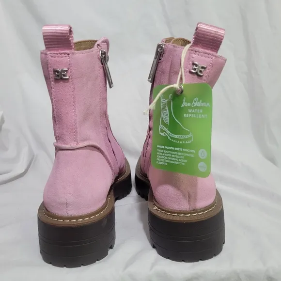 Sam Edelman Women's Pink Suede Waterproof Lue Combat Boots Size 6 NWT