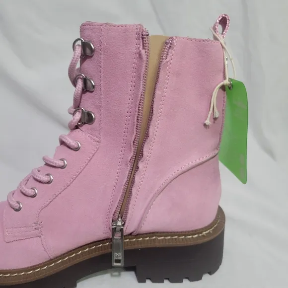 Sam Edelman Women's Pink Suede Waterproof Lue Combat Boots Size 6 NWT