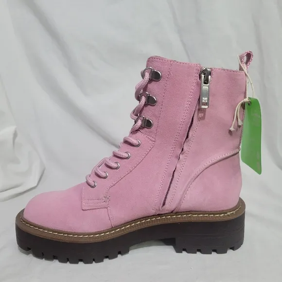 Sam Edelman Women's Pink Suede Waterproof Lue Combat Boots Size 6 NWT