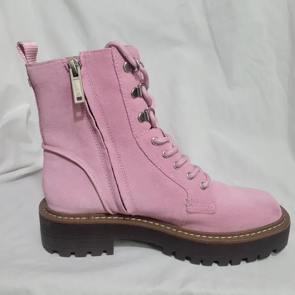 Sam Edelman Women's Pink Suede Waterproof Lue Combat Boots Size 6 NWT