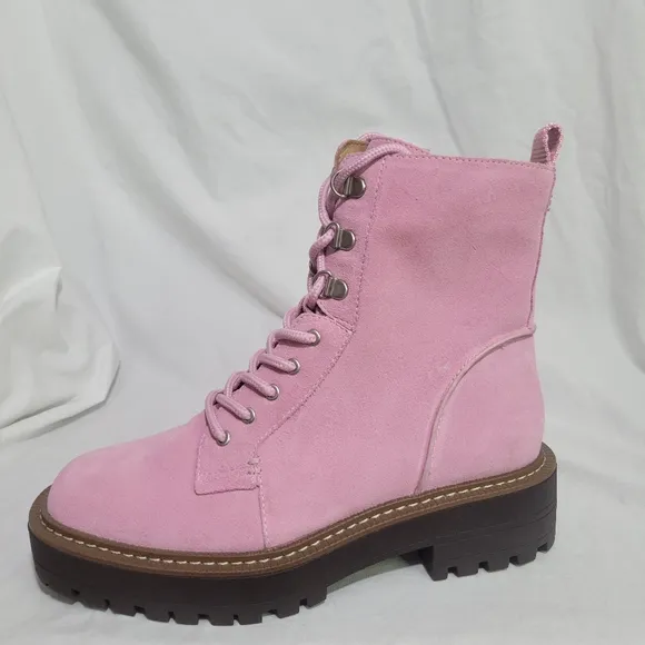 Sam Edelman Women's Pink Suede Waterproof Lue Combat Boots Size 6 NWT