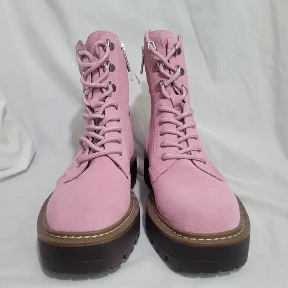 Sam Edelman Women's Pink Suede Waterproof Lue Combat Boots Size 6 NWT
