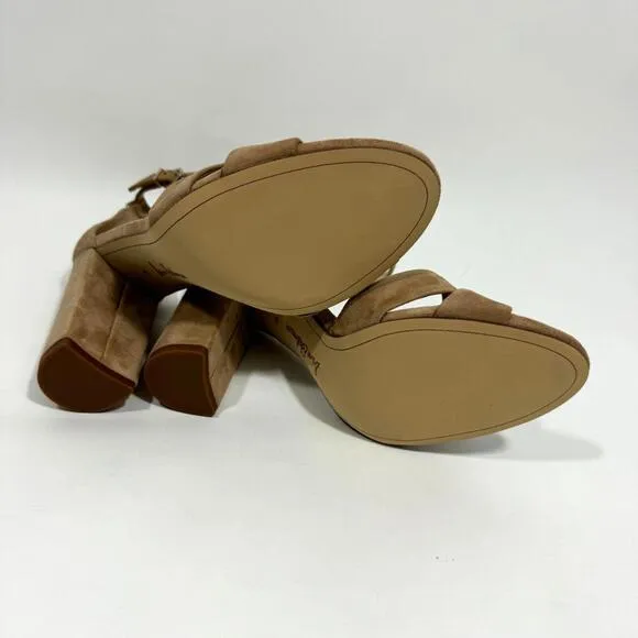 Sam Edelman Women’s Size 9.5 Golden Caramel Suede Yancy Block Heel Sandals New