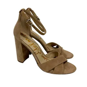 Sam Edelman Women’s Size 9.5 Golden Caramel Suede Yancy Block Heel Sandals New