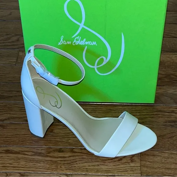Sam Edelman Yaro Ankle Strap Sandal Modern Ivory Leather Women’s 10.5 READ ALL
