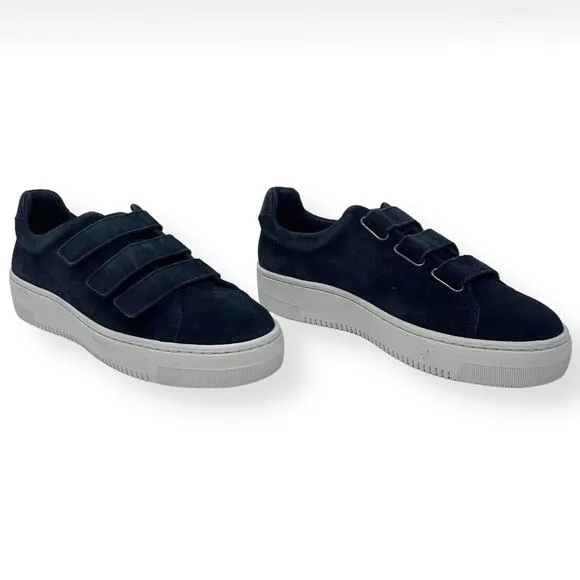 SANDRO PARIS Marine Blue Leather Suede E17 Amazing Sneakers