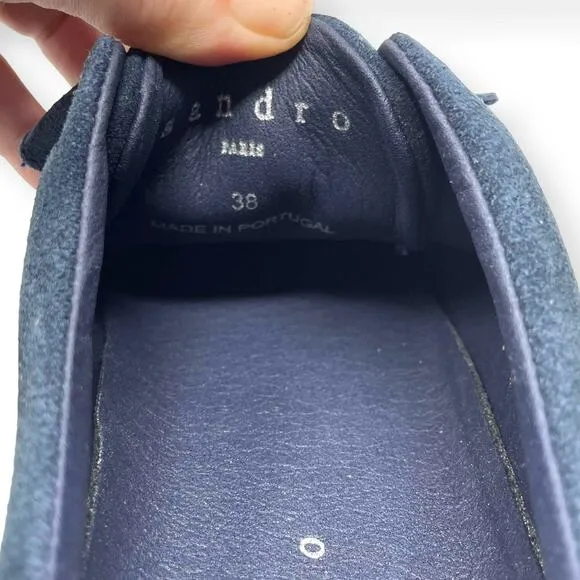 SANDRO PARIS Marine Blue Leather Suede E17 Amazing Sneakers