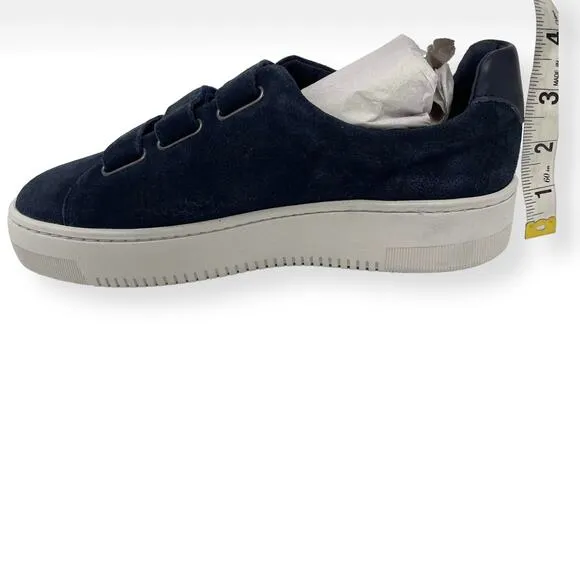 SANDRO PARIS Marine Blue Leather Suede E17 Amazing Sneakers