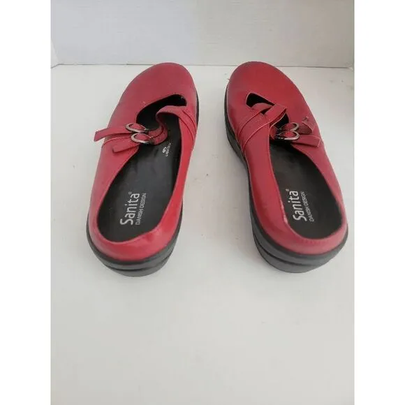 Sanita Danish Design Women's Red Slide Mary Jane Clogs Comfort Shoes Size 40
