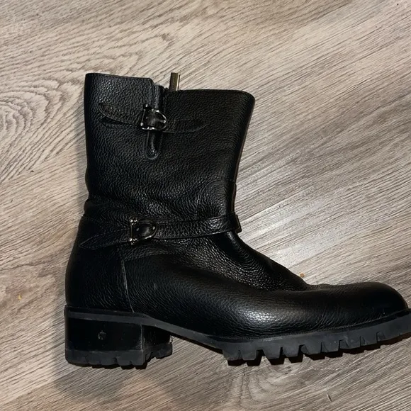 sarah flint moto pebbled leather boots 39