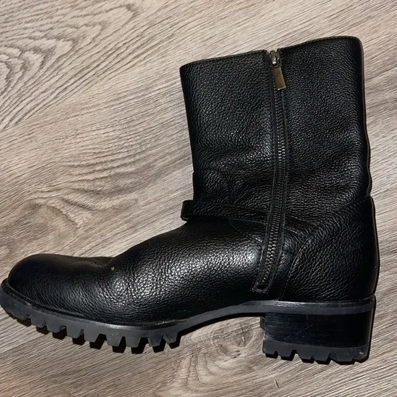 sarah flint moto pebbled leather boots 39