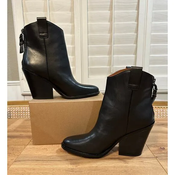 Sarto By Franco Sarto A-Germaine Ankle Boot Black Leather Size 11 Sleek Western