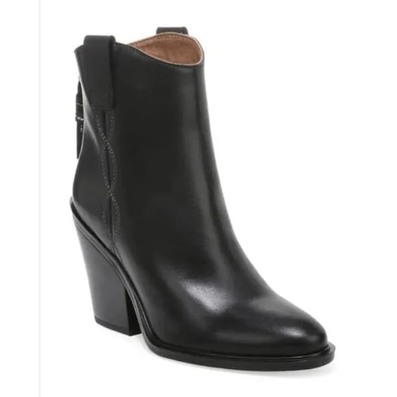 Sarto By Franco Sarto A-Germaine Ankle Boot Black Leather Size 11 Sleek Western