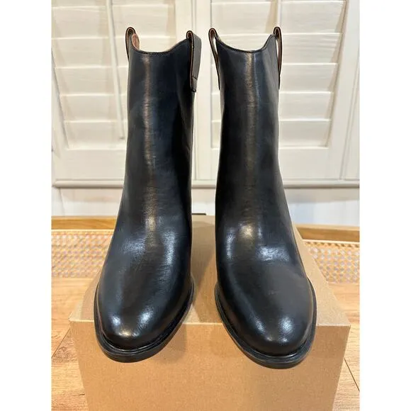 Sarto By Franco Sarto A-Germaine Ankle Boot Black Leather Size 11 Sleek Western