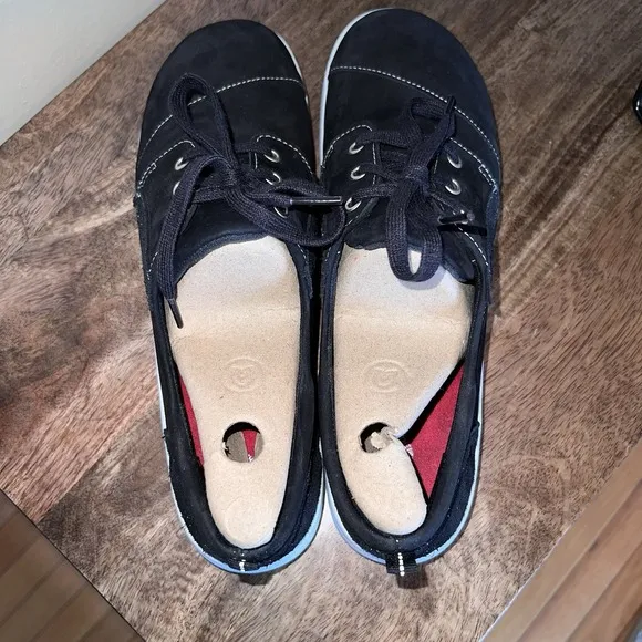 SAS Marine Black Leather Lace Up Athletic Shoes Sneakers Comfort Womens Size 9N