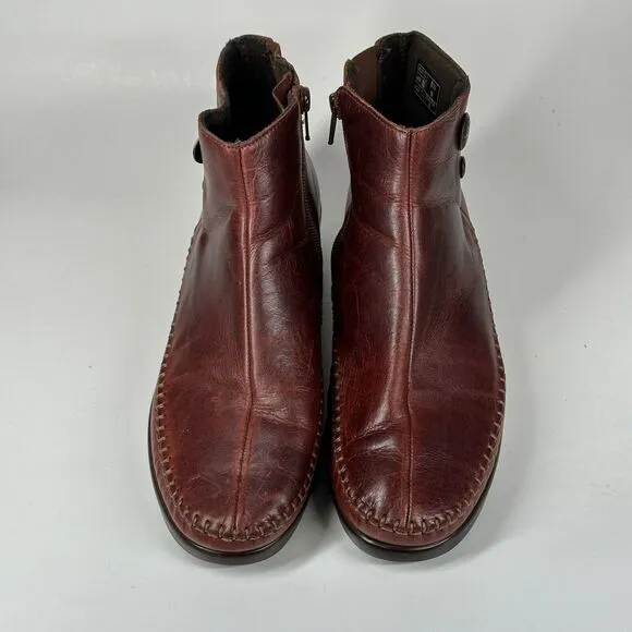 SAS Women's Jade Ankle Boots Size 8.5M Booties Walnut Leather Zip Up Wedge