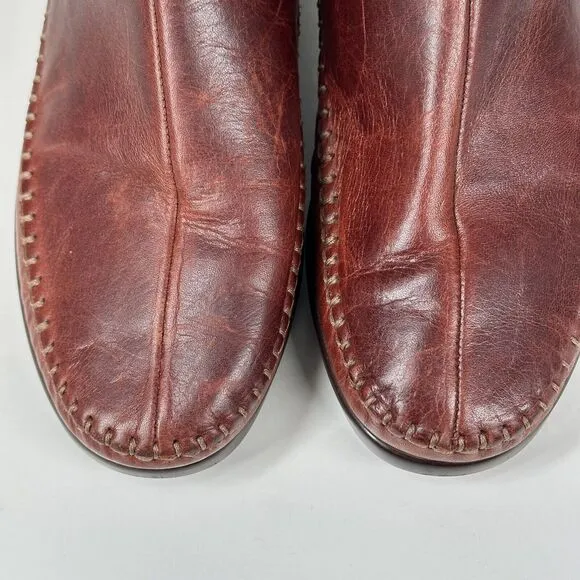 SAS Women's Jade Ankle Boots Size 8.5M Booties Walnut Leather Zip Up Wedge