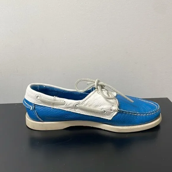 Sebago docksides women’s boat shoes US8 blue white lace up leather