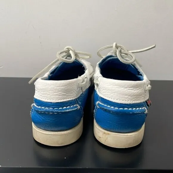 Sebago docksides women’s boat shoes US8 blue white lace up leather