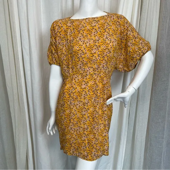 SEE BY CHLOE- Yellow Floral Boat Neck Dress Size US 8