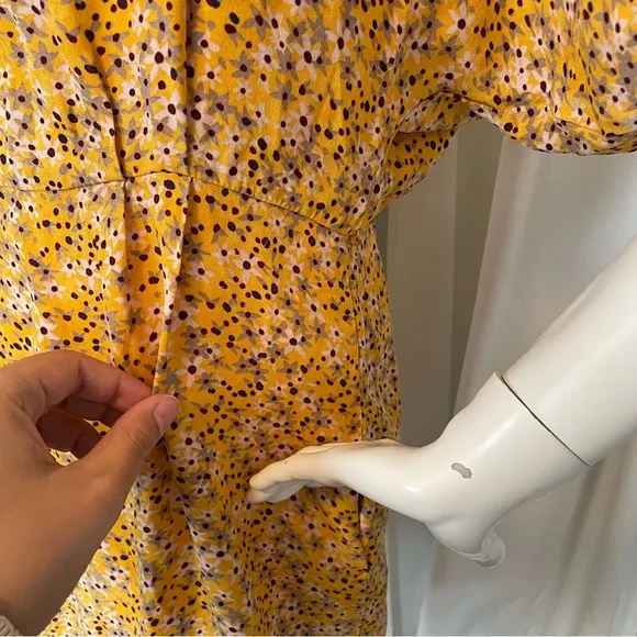 SEE BY CHLOE- Yellow Floral Boat Neck Dress Size US 8