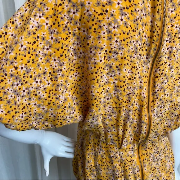 SEE BY CHLOE- Yellow Floral Boat Neck Dress Size US 8