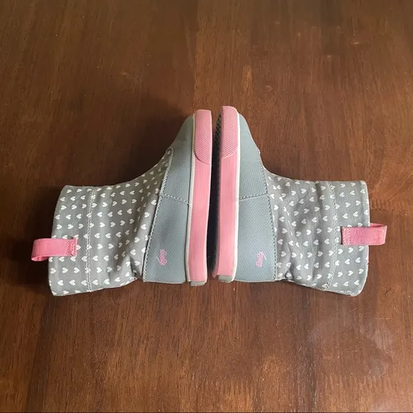 See Kai Run Basics Ripley Boots Grey,Pink &amp; White Hearts Size 7