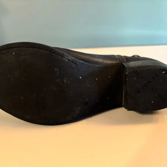 Sendra Black Distressed Cowboy Boots Unique Rare Handmade Ankle Leather size 6.5