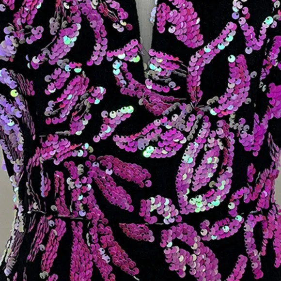 Sequin floor length off the shoulder sheath gown blue or pink