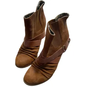 Seychelles Brown Ankle Boots with Suede Finish and Strap Detail Size 10