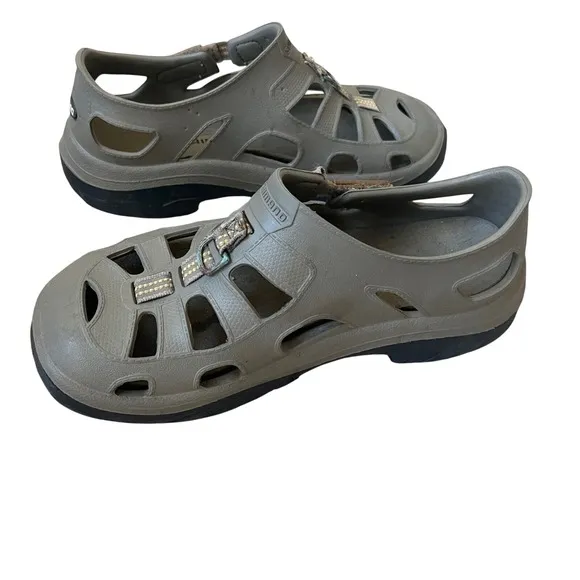 Shimano Evair Marine Fishing Shoes Water Adjustable Strap Khaki Mens 10