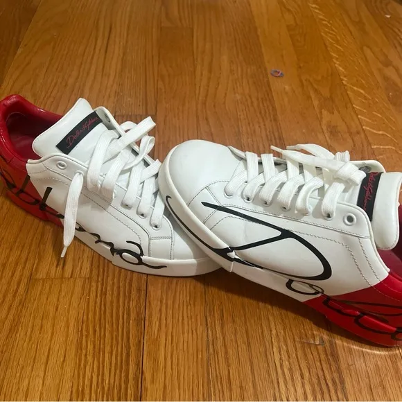Shoes dolce &amp; Gabbana White and Red Sneakers with Signature Design