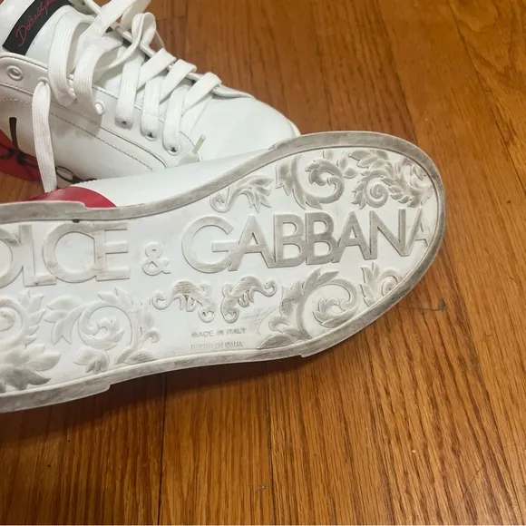 Shoes dolce &amp; Gabbana White and Red Sneakers with Signature Design