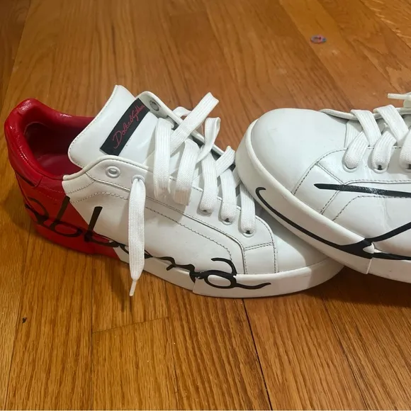 Shoes dolce &amp; Gabbana White and Red Sneakers with Signature Design