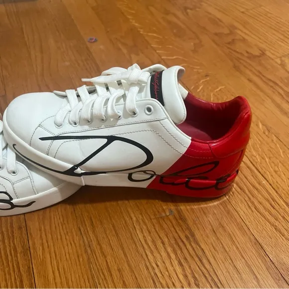 Shoes dolce &amp; Gabbana White and Red Sneakers with Signature Design