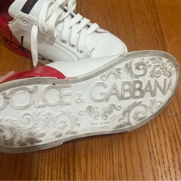 Shoes dolce &amp; Gabbana White and Red Sneakers with Signature Design